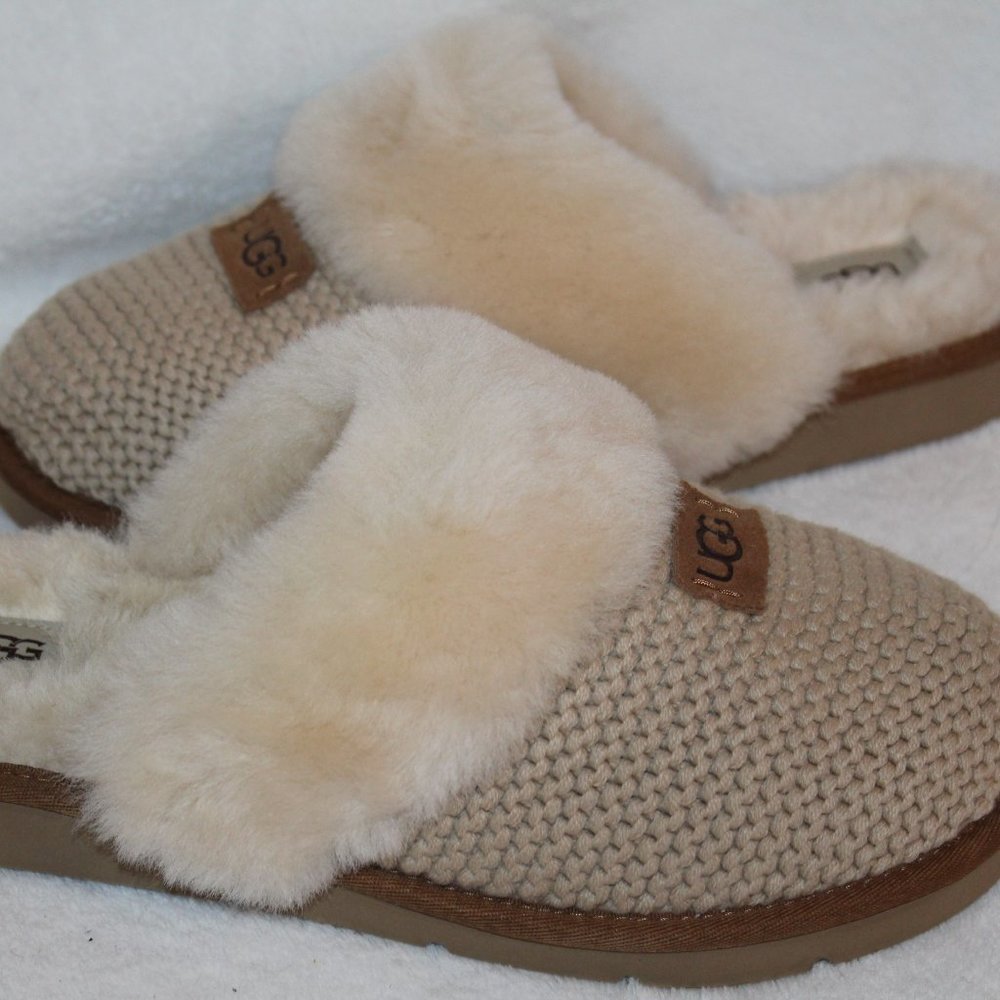 UGG COZY KNIT SHEARLING NEW SLIPPERS CREAM - Picture 5 of 8